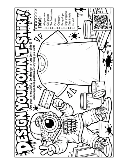 Design Your Own T-Shirt coloring and activity page