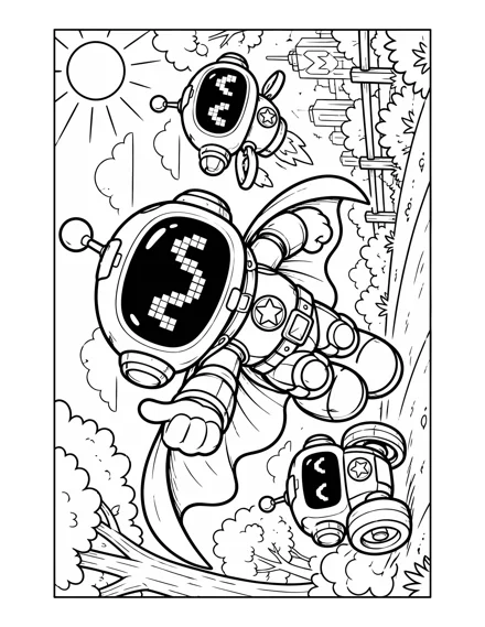 Robot Explorer coloring and activity page