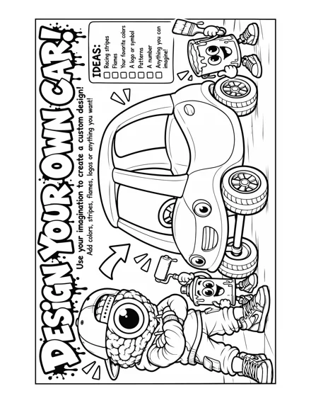 Design Your Own Car coloring and activity page
