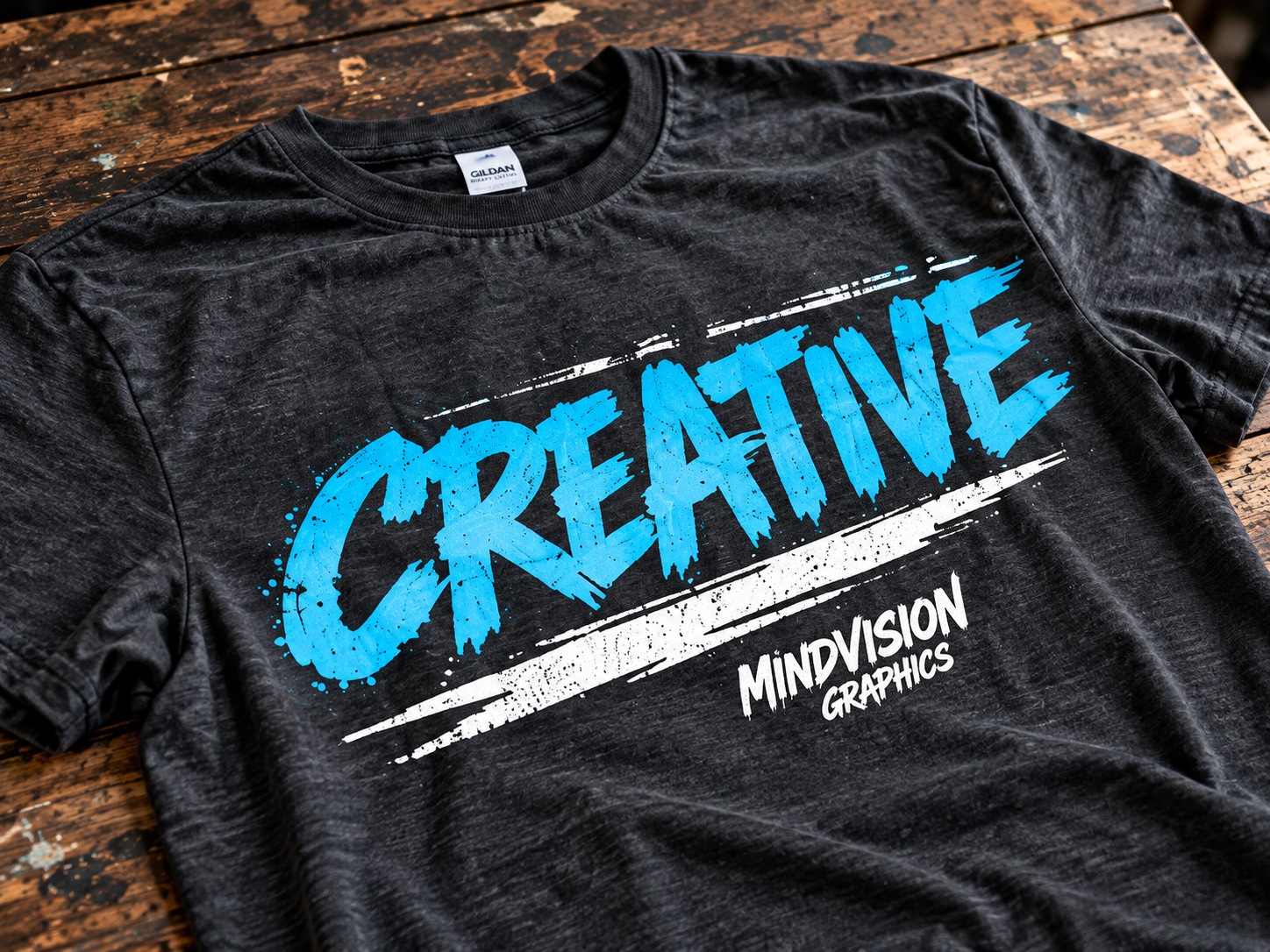 Concept MindVision Graphics shirt with bold blue and white Creative artwork